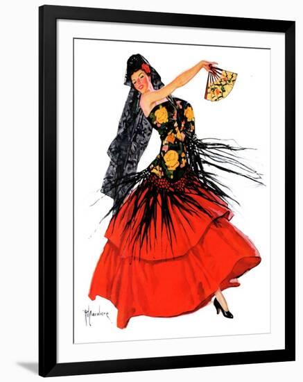 "Flamenco Dancer in Red,"March 14, 1936-R.J. Cavaliere-Framed Giclee Print