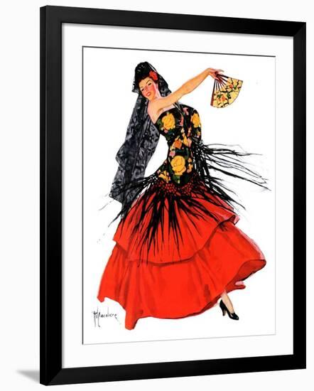 "Flamenco Dancer in Red,"March 14, 1936-R.J. Cavaliere-Framed Giclee Print