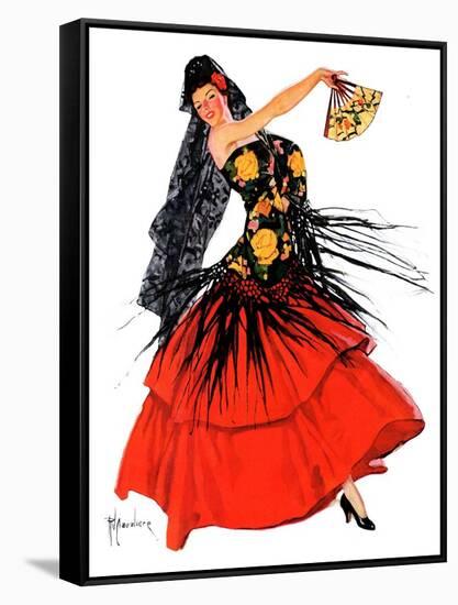 "Flamenco Dancer in Red,"March 14, 1936-R.J. Cavaliere-Framed Stretched Canvas