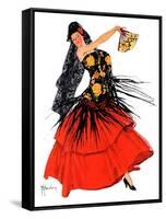 "Flamenco Dancer in Red,"March 14, 1936-R.J. Cavaliere-Framed Stretched Canvas