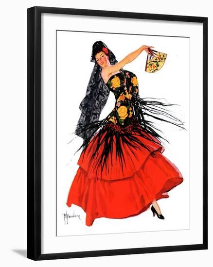 "Flamenco Dancer in Red,"March 14, 1936-R.J. Cavaliere-Framed Giclee Print