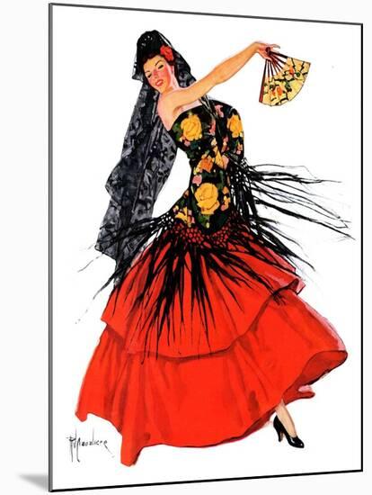 "Flamenco Dancer in Red,"March 14, 1936-R.J. Cavaliere-Mounted Giclee Print