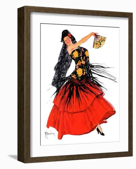 "Flamenco Dancer in Red,"March 14, 1936-R.J. Cavaliere-Framed Giclee Print