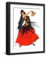 "Flamenco Dancer in Red,"March 14, 1936-R.J. Cavaliere-Framed Giclee Print