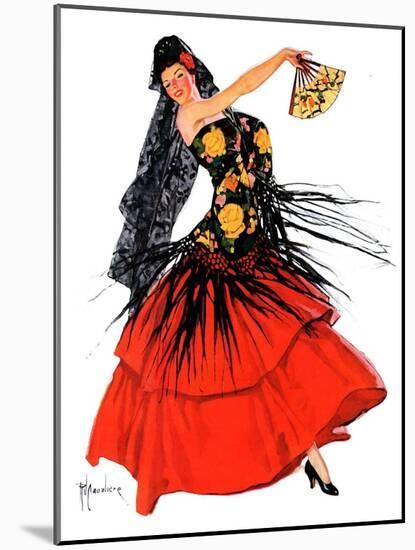 "Flamenco Dancer in Red,"March 14, 1936-R.J. Cavaliere-Mounted Giclee Print