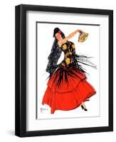 "Flamenco Dancer in Red,"March 14, 1936-R.J. Cavaliere-Framed Premium Giclee Print
