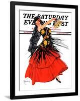 "Flamenco Dancer in Red," Saturday Evening Post Cover, March 14, 1936-R.J. Cavaliere-Framed Giclee Print