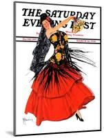 "Flamenco Dancer in Red," Saturday Evening Post Cover, March 14, 1936-R.J. Cavaliere-Mounted Giclee Print