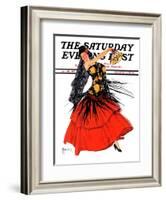 "Flamenco Dancer in Red," Saturday Evening Post Cover, March 14, 1936-R.J. Cavaliere-Framed Giclee Print