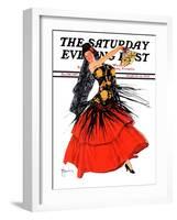 "Flamenco Dancer in Red," Saturday Evening Post Cover, March 14, 1936-R.J. Cavaliere-Framed Giclee Print