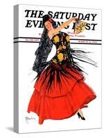 "Flamenco Dancer in Red," Saturday Evening Post Cover, March 14, 1936-R.J. Cavaliere-Stretched Canvas