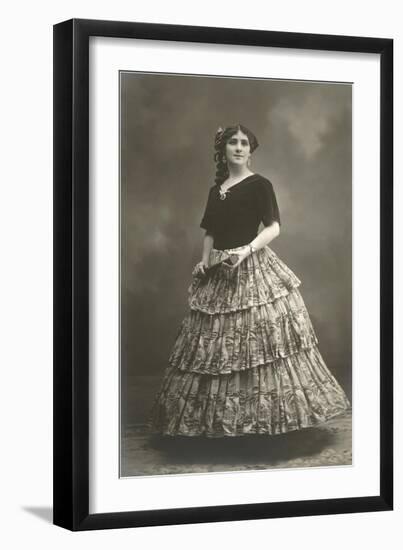 Flamenco Dancer with Fan-null-Framed Art Print