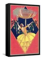 Flamenco Dancer with Giant Champagne Glass-null-Framed Stretched Canvas