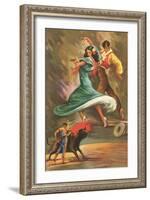 Flamenco Dancers and Bullfighter-null-Framed Art Print