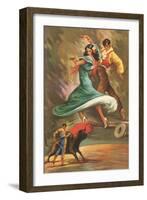 Flamenco Dancers and Bullfighter-null-Framed Art Print