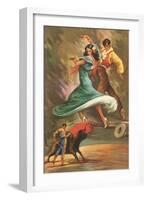 Flamenco Dancers and Bullfighter-null-Framed Art Print