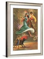 Flamenco Dancers and Bullfighter-null-Framed Art Print