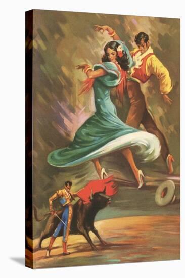 Flamenco Dancers and Bullfighter-null-Stretched Canvas