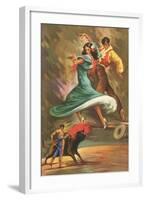 Flamenco Dancers and Bullfighter-null-Framed Art Print