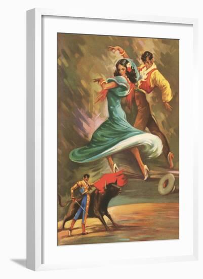 Flamenco Dancers and Bullfighter-null-Framed Art Print