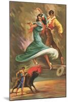 Flamenco Dancers and Bullfighter-null-Mounted Art Print