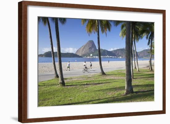 Flamengo Beach and Sugarloaf Mountain, Rio De Janeiro, Brazil-Ian Trower-Framed Photographic Print