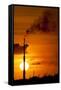 Flames and Smoke Billow from Natural Gas Flare at Valero Oil Refinery at Sunset-null-Framed Stretched Canvas
