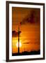 Flames and Smoke Billow from Natural Gas Flare at Valero Oil Refinery at Sunset-null-Framed Photographic Print