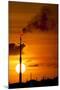 Flames and Smoke Billow from Natural Gas Flare at Valero Oil Refinery at Sunset-null-Mounted Photographic Print