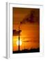 Flames and Smoke Billow from Natural Gas Flare at Valero Oil Refinery at Sunset-null-Framed Photographic Print