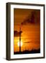 Flames and Smoke Billow from Natural Gas Flare at Valero Oil Refinery at Sunset-null-Framed Photographic Print