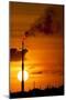 Flames and Smoke Billow from Natural Gas Flare at Valero Oil Refinery at Sunset-null-Mounted Photographic Print