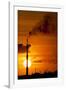 Flames and Smoke Billow from Natural Gas Flare at Valero Oil Refinery at Sunset-null-Framed Photographic Print