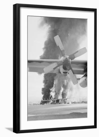 Flames and Smoke Rising from C-130S-Bill Hall-Framed Photographic Print