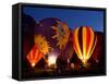 Flames Light up the Evening as Hot Air Balloonists Participate-null-Framed Stretched Canvas