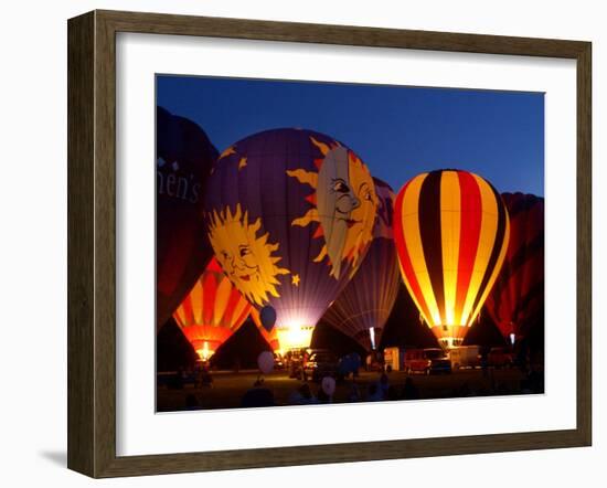 Flames Light up the Evening as Hot Air Balloonists Participate-null-Framed Premium Photographic Print