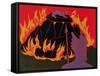 Flames Rise, Wotan Sadly Leaves His Beloved Daughter: Illustration for 'Die Walkure'-Phil Redford-Framed Stretched Canvas