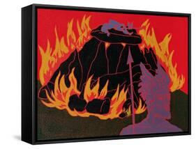 Flames Rise, Wotan Sadly Leaves His Beloved Daughter: Illustration for 'Die Walkure'-Phil Redford-Framed Stretched Canvas