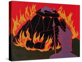 Flames Rise, Wotan Sadly Leaves His Beloved Daughter: Illustration for 'Die Walkure'-Phil Redford-Stretched Canvas