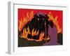 Flames Rise, Wotan Sadly Leaves His Beloved Daughter: Illustration for 'Die Walkure'-Phil Redford-Framed Giclee Print