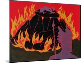 Flames Rise, Wotan Sadly Leaves His Beloved Daughter: Illustration for 'Die Walkure'-Phil Redford-Mounted Giclee Print