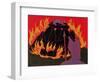 Flames Rise, Wotan Sadly Leaves His Beloved Daughter: Illustration for 'Die Walkure'-Phil Redford-Framed Giclee Print