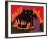 Flames Rise, Wotan Sadly Leaves His Beloved Daughter: Illustration for 'Die Walkure'-Phil Redford-Framed Giclee Print