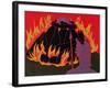 Flames Rise, Wotan Sadly Leaves His Beloved Daughter: Illustration for 'Die Walkure'-Phil Redford-Framed Giclee Print