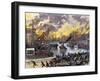 Flaming Buildings and Boats on the Chicago River During the Great Fire, 1871-null-Framed Giclee Print