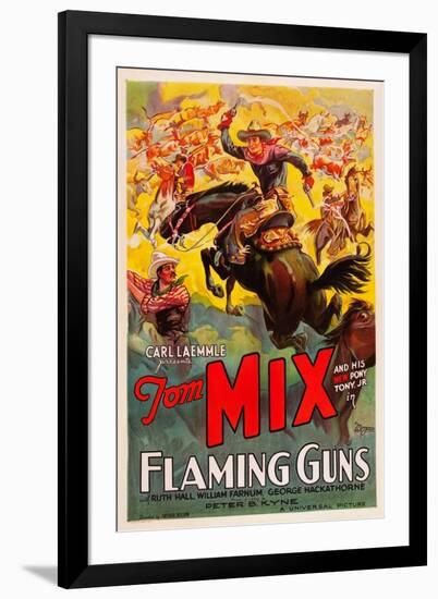 Flaming Guns-null-Framed Art Print