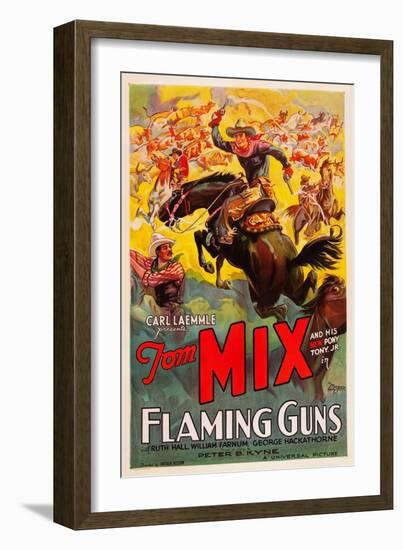 Flaming Guns-null-Framed Art Print