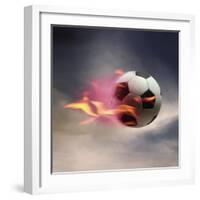 Flaming Soccer Ball-null-Framed Premium Photographic Print