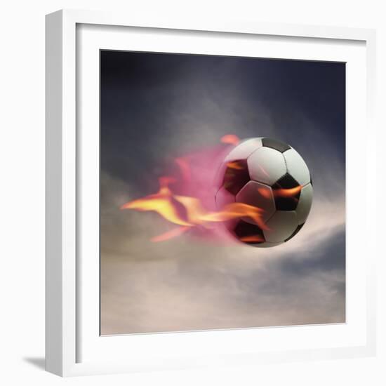 Flaming Soccer Ball-null-Framed Premium Photographic Print