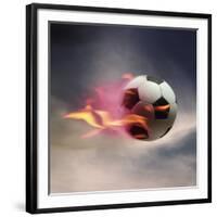 Flaming Soccer Ball-null-Framed Photographic Print